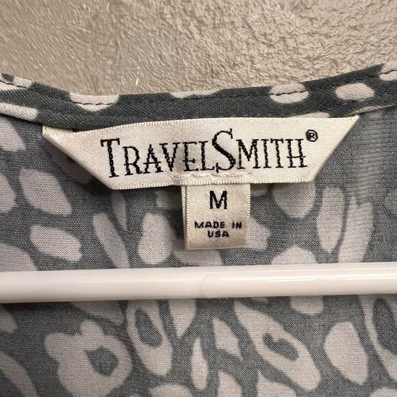 Travel Smith Women's Gray White Cheetah Print Sleeveless Blouse Tank Size Medium - Picture 2 of 7